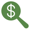 dollar symbol with a magnifying glass